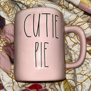 Rae Dunn Pink Mug with 'Cutie Pie' Text